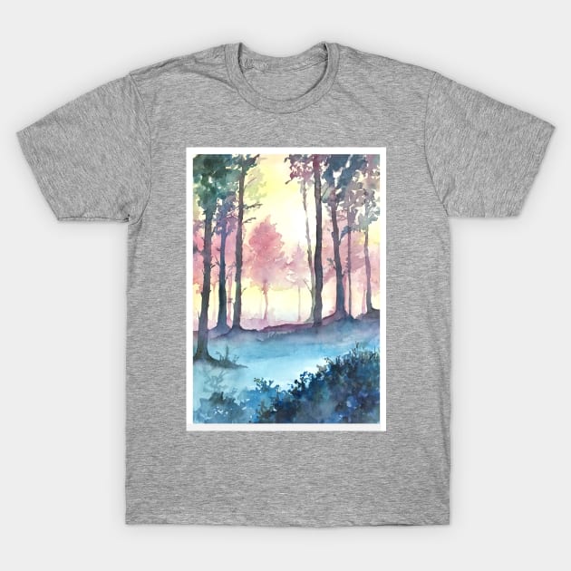 Misty Forest T-Shirt by jayennecuaart